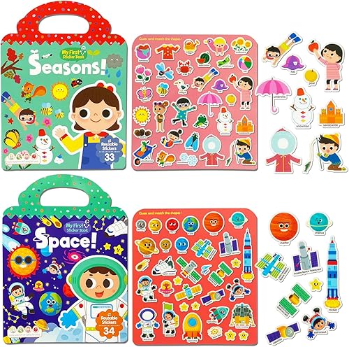 Miniatura 1 de Libro de calcomanías de gelatina para niños de 2 a 4 años, libro de calcomanías reutilizables para niños pequeños, 36 calcomanías de animales, libro