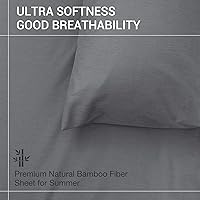 Vista 5 de Mooreeke Cooling Queen - Juego de sábanas de bambú suave y transpirable, sábana bajera ajustable con bolsillo profundo, fundas de almohada