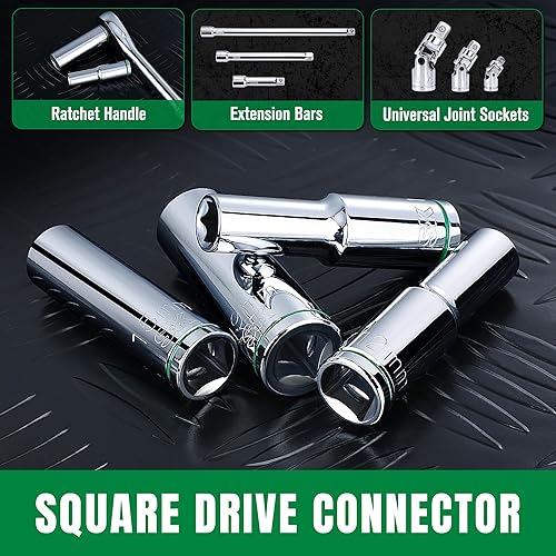 Miniatura 6 de SK Juego de llaves de 12 pulgada, dados métricos profundos, 11 piezas de 10-20 mm, acabado SuperKrome, construcción premium CR-V, con organizador de