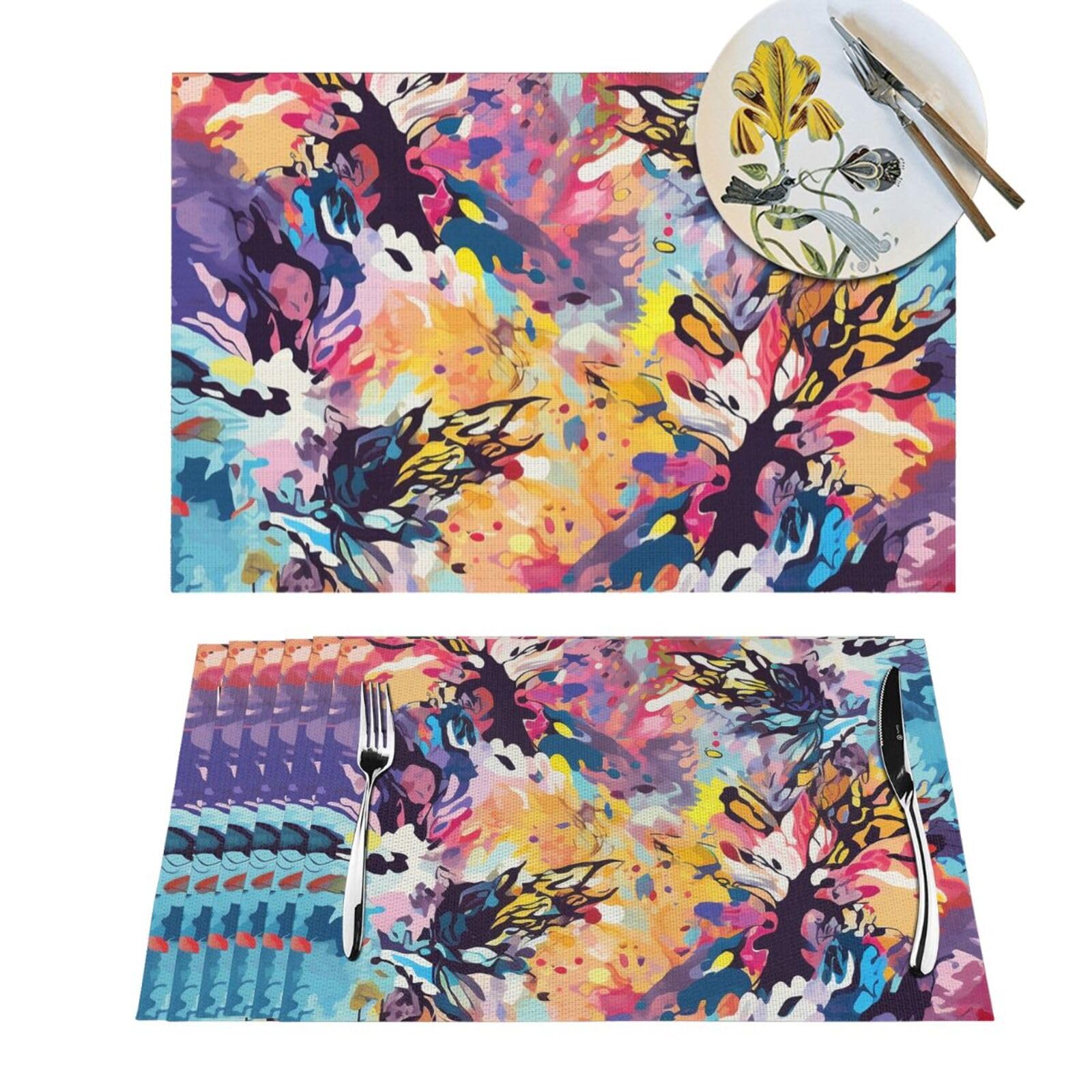 Sets de table au design de fleurs abstraites colorées chic et moderne