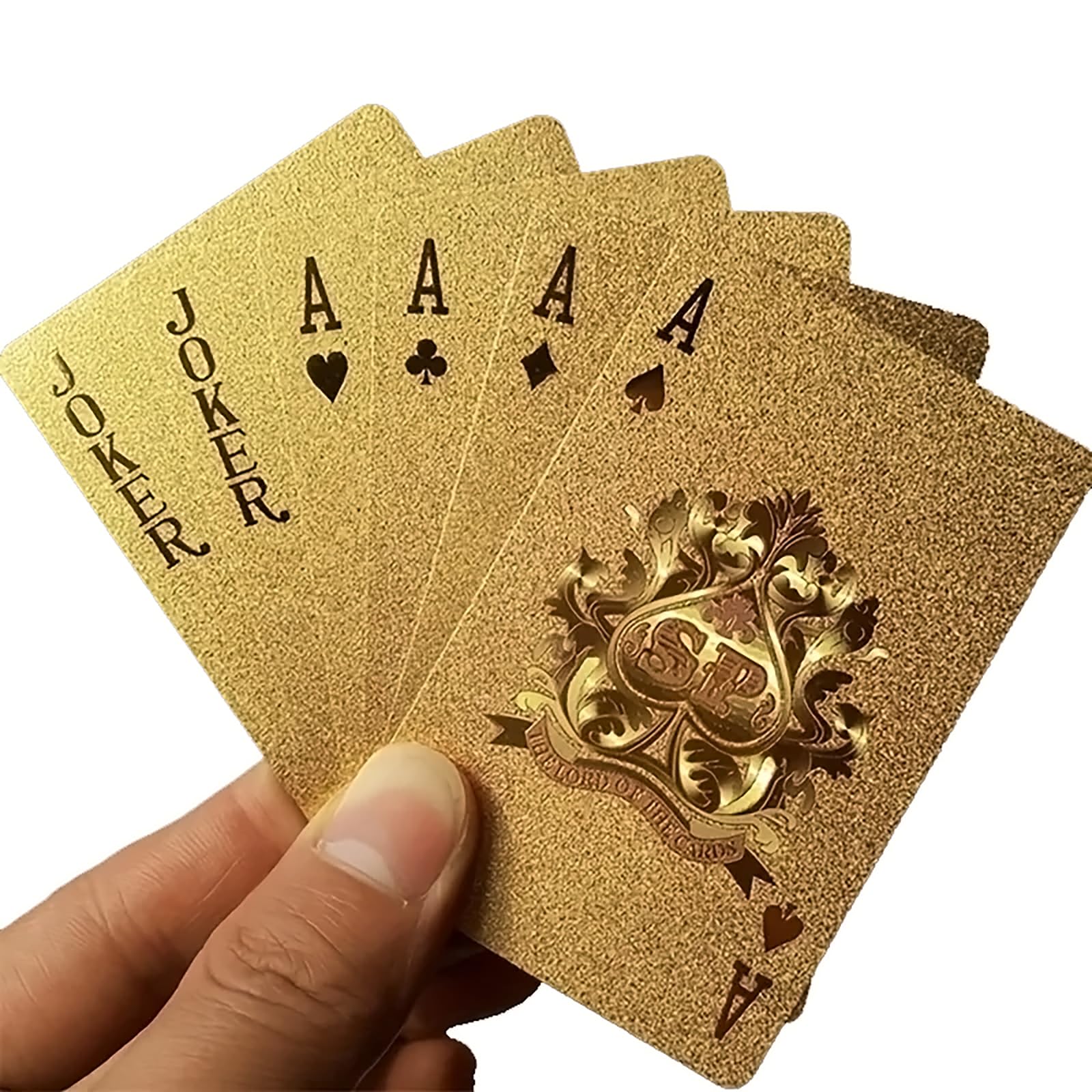24K Gold Foil Playing Cards Deck - Perfect for Poker, Practical Jokes & Party Gifts!Christmas, Halloween, Thanksgiving Gift (Golden-A)