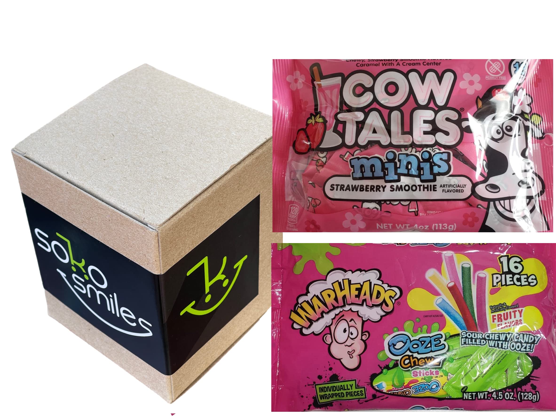 Goetze Candy Cow Tales Minis Strawberry Smoothie Candy Individually Wrapped -Delicious Chewy Cream Center (2 bags) | Soko Smiles Pocket Bag