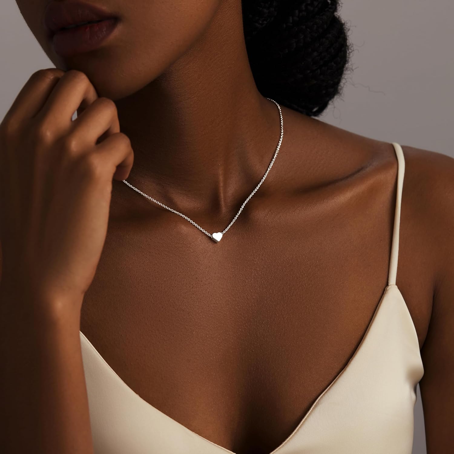 Inerney Heart Necklace for Women,Dainty 14K Gold/Silver Plated Love Pendant, Cute Tiny Heart Choker, Simple Gold Chain Jewelry Gift for Her - Image 5