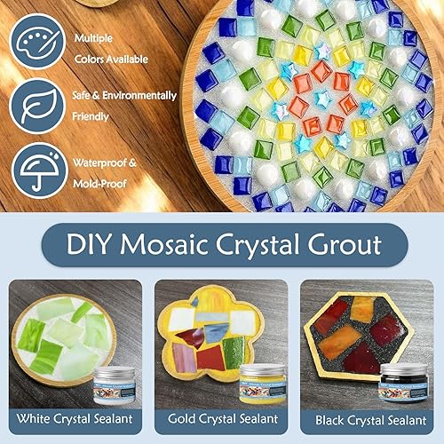 Miniatura 3 de WAN2TLK Lechada de cristal de mosaico blanco 14.11 oz, herramientas de mosaicos, sin necesidad de añadir agua, calafateo directo, sellador de