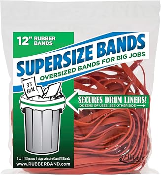 Alliance Rubber 08994 SuperSize Bands, 12" Red Large Heavy Duty Latex Rubber Bands 4 ounce resealable bag contains approx. 18 bands