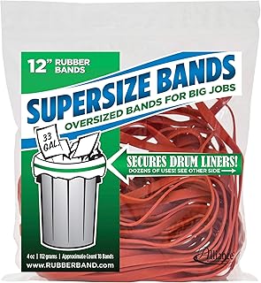 Rubber 08994 SuperSize Bands, 12" Red Large Heavy Duty Latex Rubber Bands (4 ounce resealable bag contains approx. 18 bands)