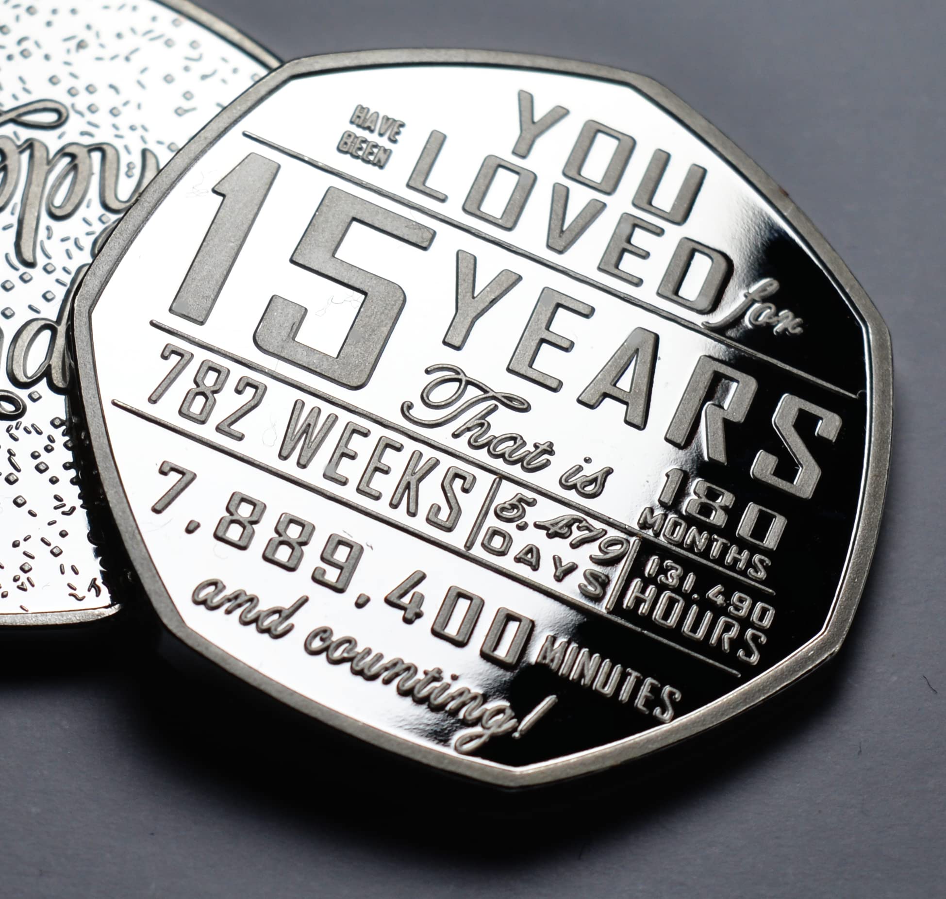 15th Birthday Silver Commemorative. 15 Years 'And Counting' Gift/Present Congratulations/Party/Ideas Celebrating 15 Fifteen