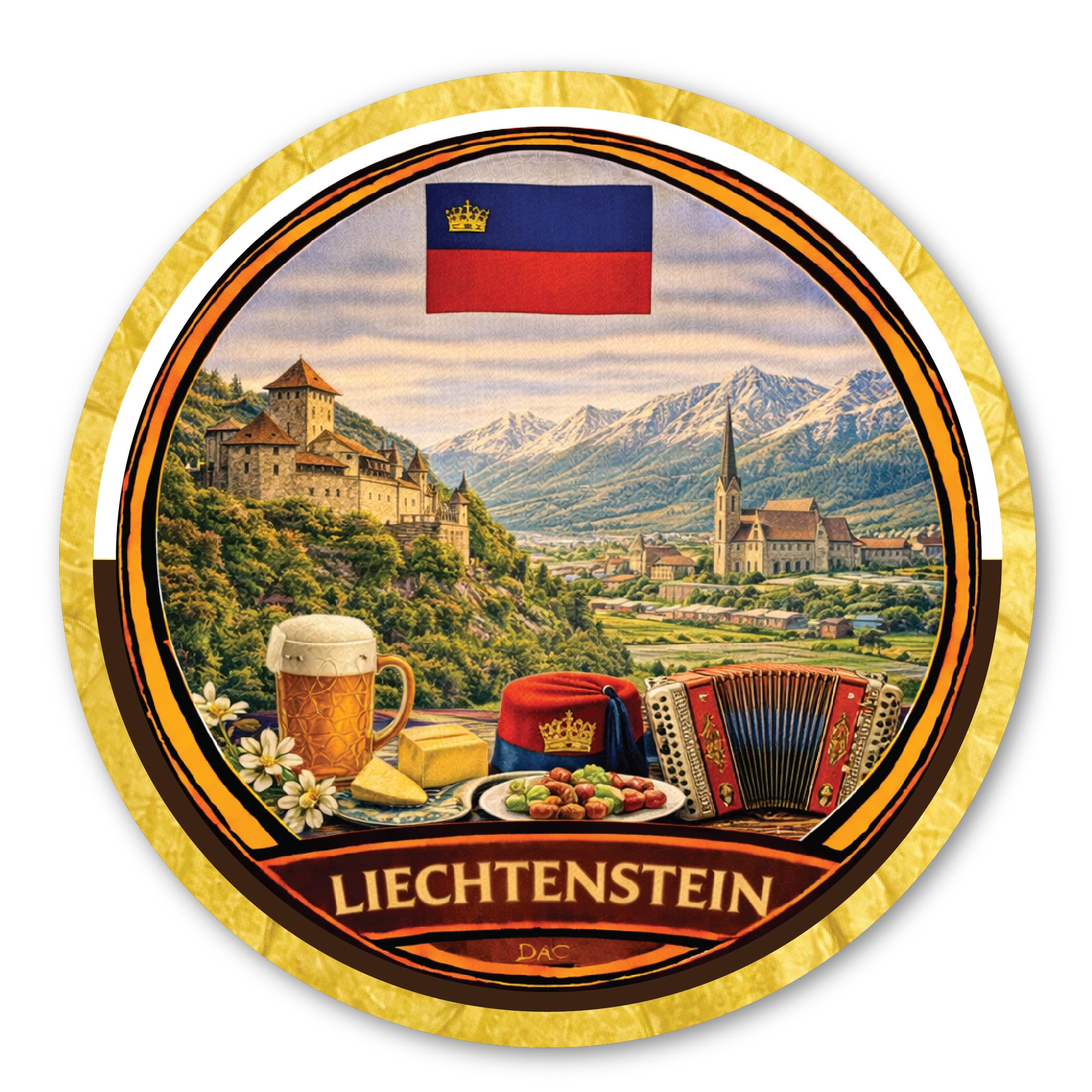 Decorative Fridge Magnet, 3 Inch Round, MOP Plastic, for Home and Office (Pack of 1 Pcs, Liechtenstein)-image-34