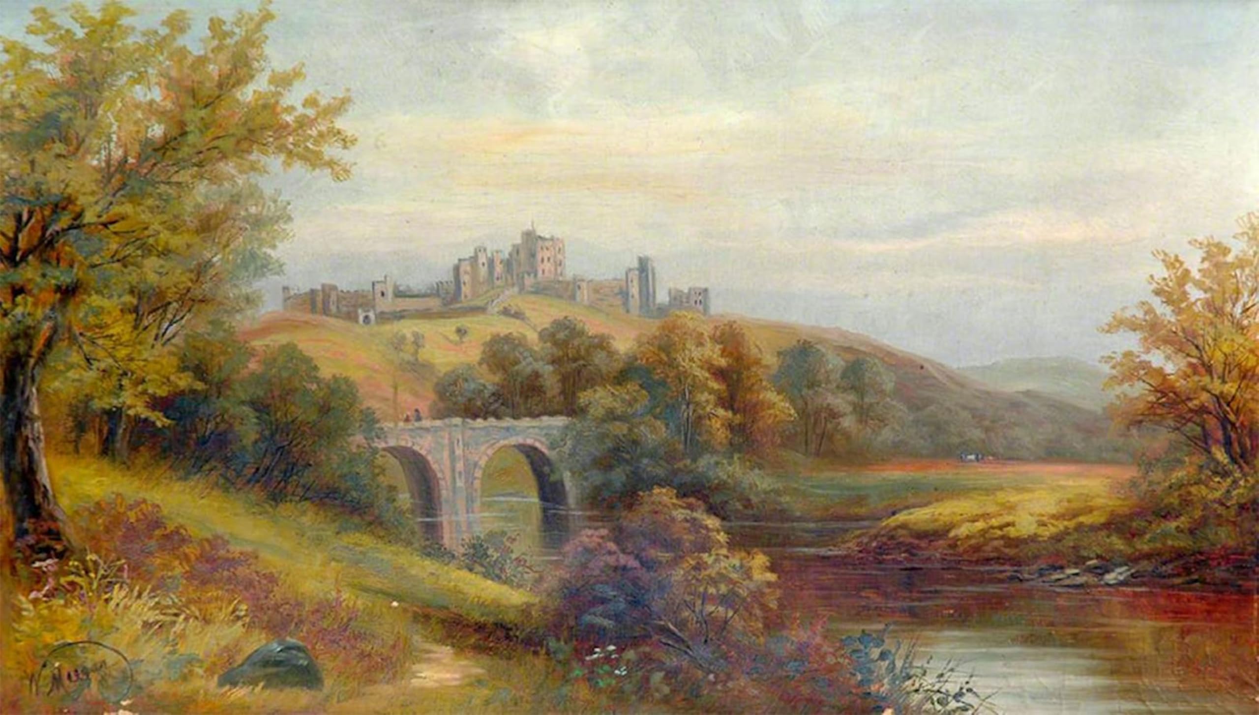 Serendipitp No Frame Abstract Painting Mural Print Picture Wall Decor Painting River Scene With Bridge And Cattle By Walter Linsley Meegan Vintage Wall Artwork For Home Decor 60X90cm
