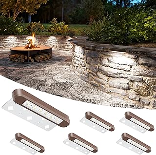 VOLISUN 7 Inch Retaining Wall Lights, IP67 Waterproof Hardscape Lighting, Cuttable Low Voltage Lighting, 12V Paver Lights, 2.8W Outdoor Step Landscape Lights, 5000K Daylight (6 Pack)