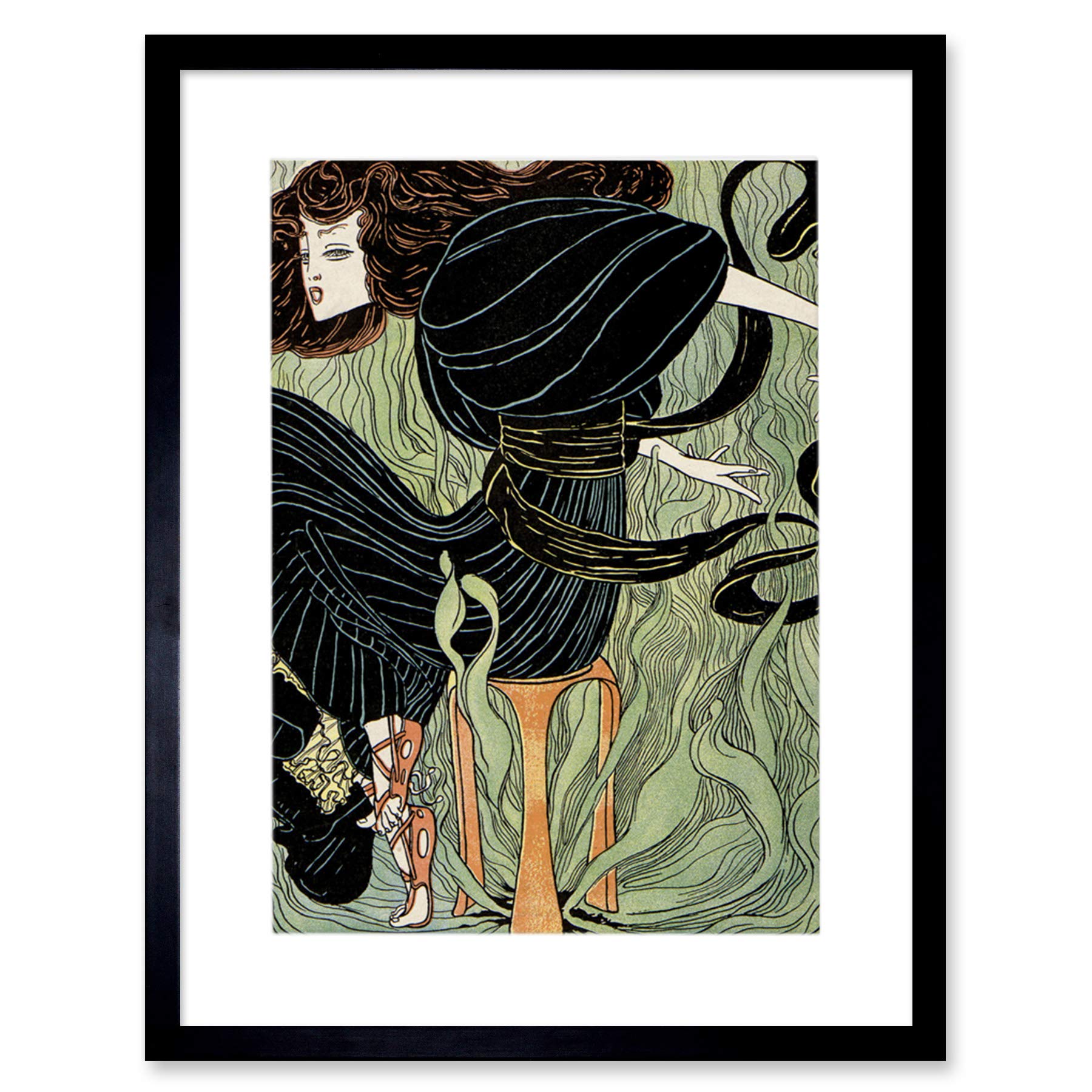 Wee Blue Coo Magazine Cover Jugend Abstract Woman Artwork Framed Wall Art Print 12X16 Inch
