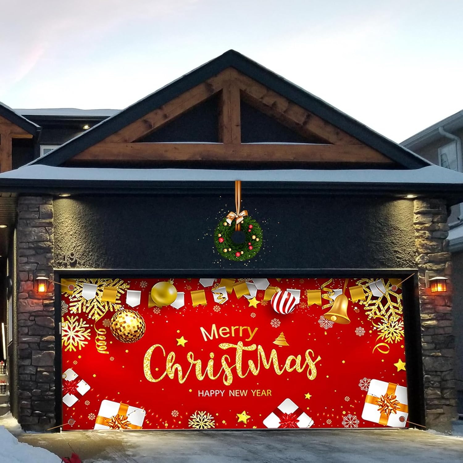 BKDRL 7x16 ft Garage Door Christmas Decorations, Large
