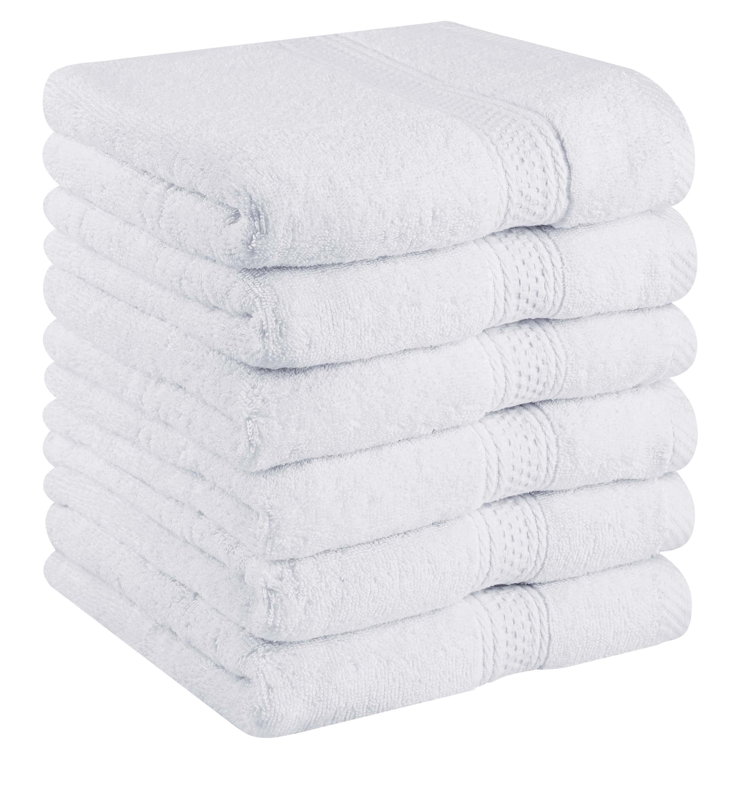 Utopia Towels Juego de 6 Toallas de Mano 50 x 100 cm Algodón Blanco Altamente Absorbentes con Gancho