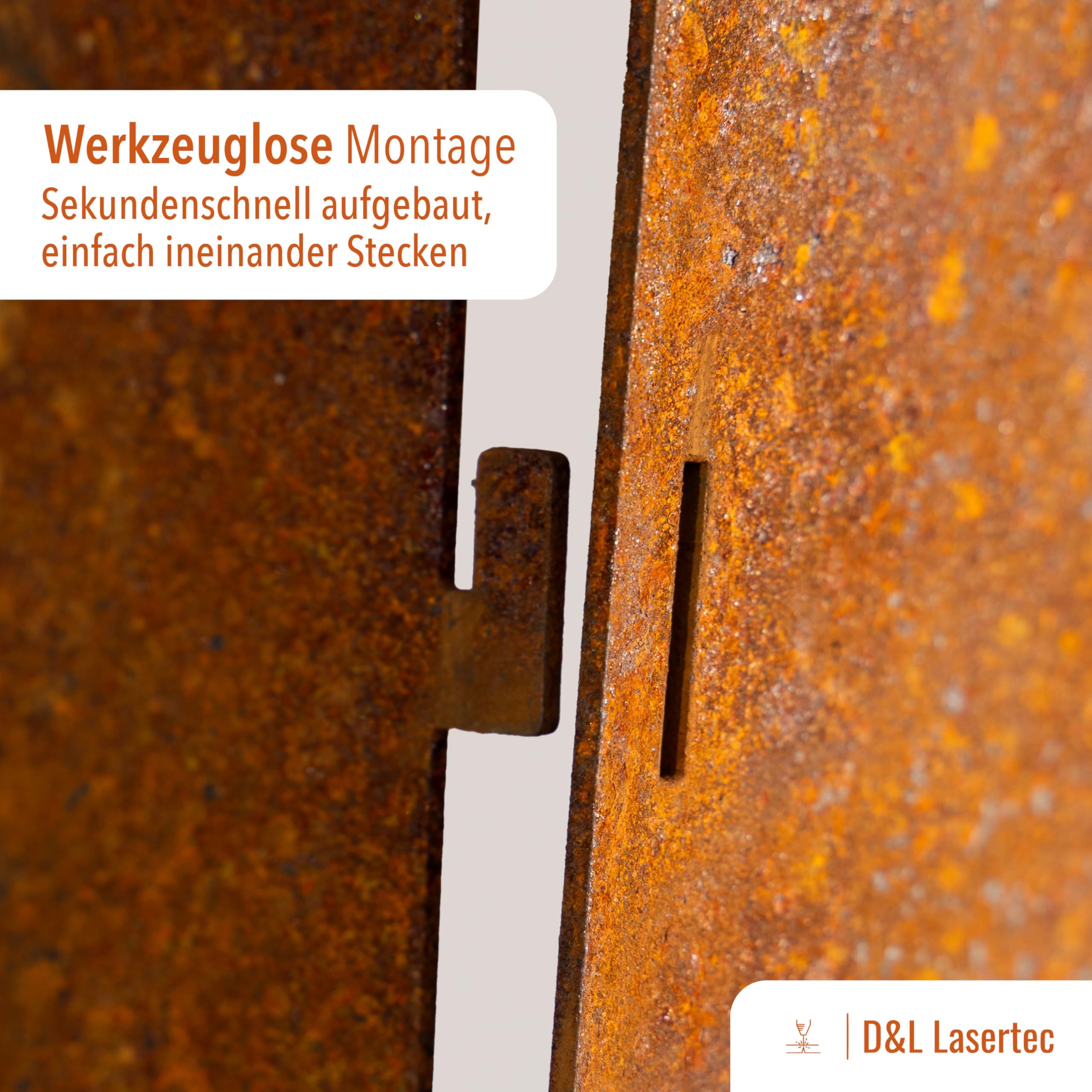 D&L Lasertec Modernes Brennholzlager aus Edelrost, 3 mm Stahl, stabil, leicht zusammenzustecken