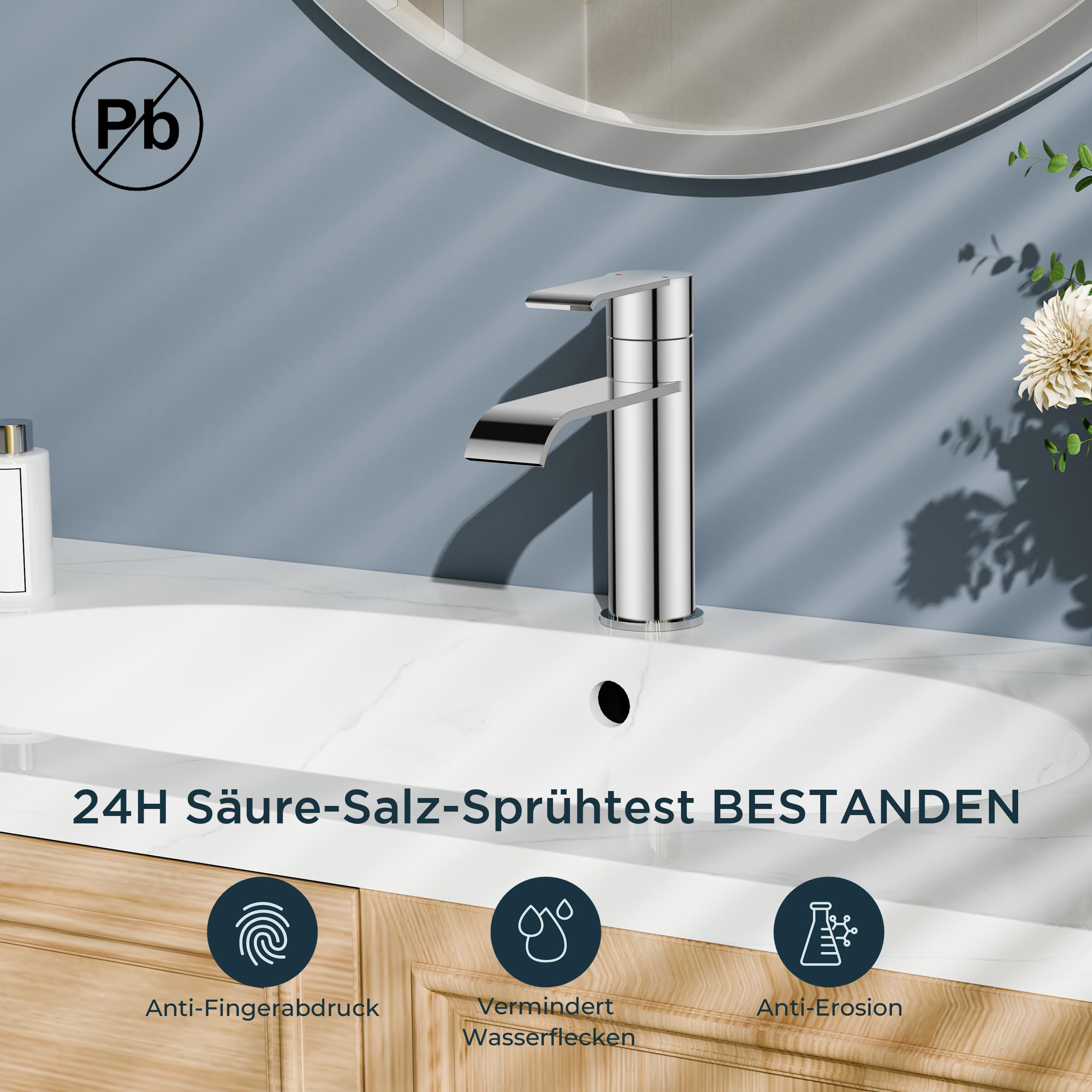 FORIOUS Wasserhahn Bad mit Ablaufgarnitur, Waschtischarmatur Einhandmischer – Hochwertige Waschbecken Armaturen für Badezimmer, Moderne Armatur Badezimmer, Energiesparend & Wassersparend
