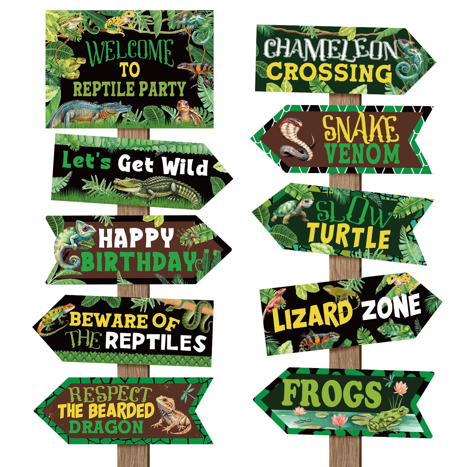 20 Pieces Reptile Birthday Party Decorations Welcome to Reptile Party Directional Signs Swamp Lizard Snake Alligator Reptile Birthday Party Supplies