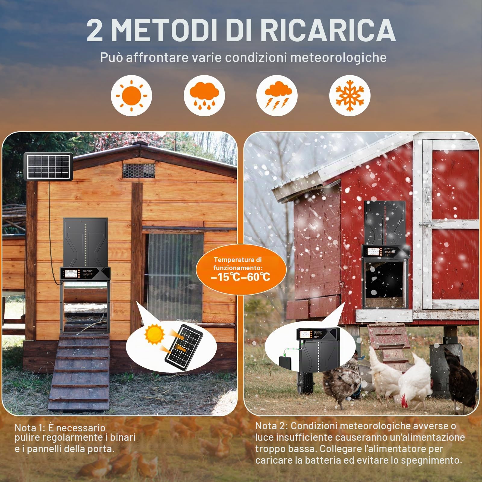 Rsaoty Porta Pollaio Automatica Solare con Display LED, Telecomando, Sensore di Luce, Timer e Manuale, Antipizzicamento