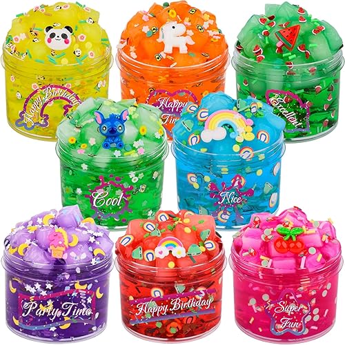 Kit de limo transparente crujiente para niños, conjunto de slime de gelatina de cristal para bricolaje, sandía, cereza, estrella, luna, limo para