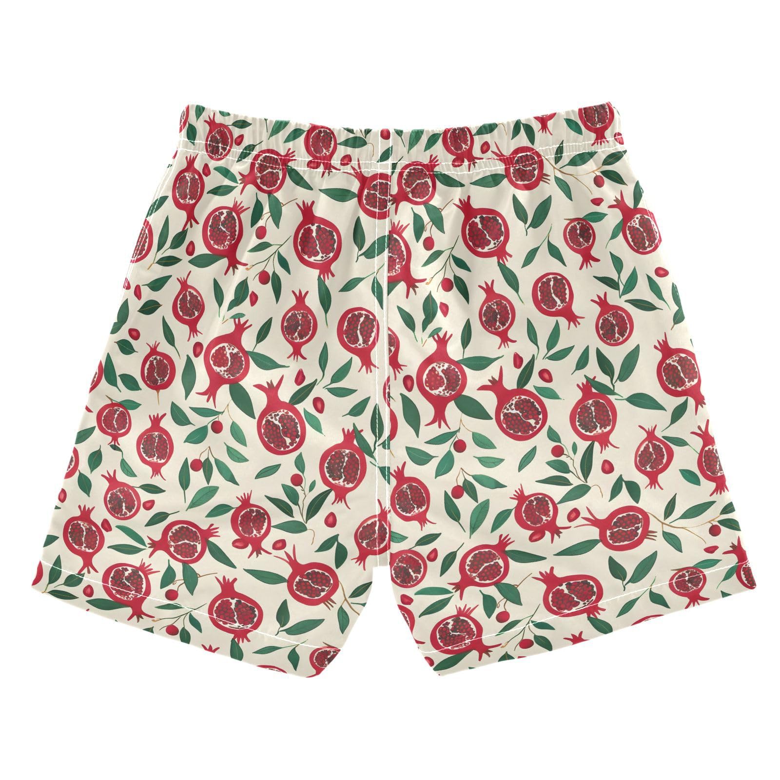 ALAZA Pomegranate Leaf Fruit Boys Quick Dry Beach Board Shorts Kids Swim Trunks Bathing Suit Swimsuit 5T Multicolor