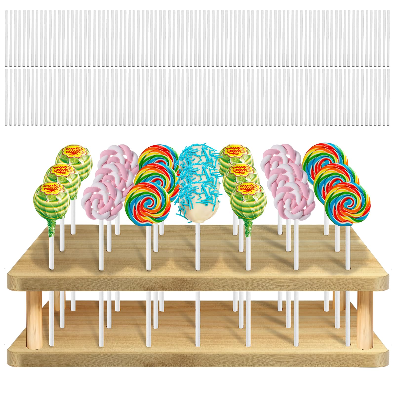Alzata in legno per cake pop con base girevole, espositore per dessert