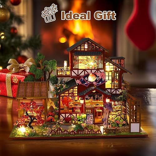 Miniatura 8 de Kit de casa de muñecas en miniatura, kit de modelo de casa pequeña con caja de música y luz LED, sala creativa a escala 124, rompecabezas de madera