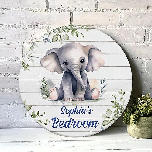 Miniatura 3 de Hyturtle Letrero personalizado de elefante, letrero personalizado de bosque, nombre del niño, letrero de puerta de niños, decoración de pared de