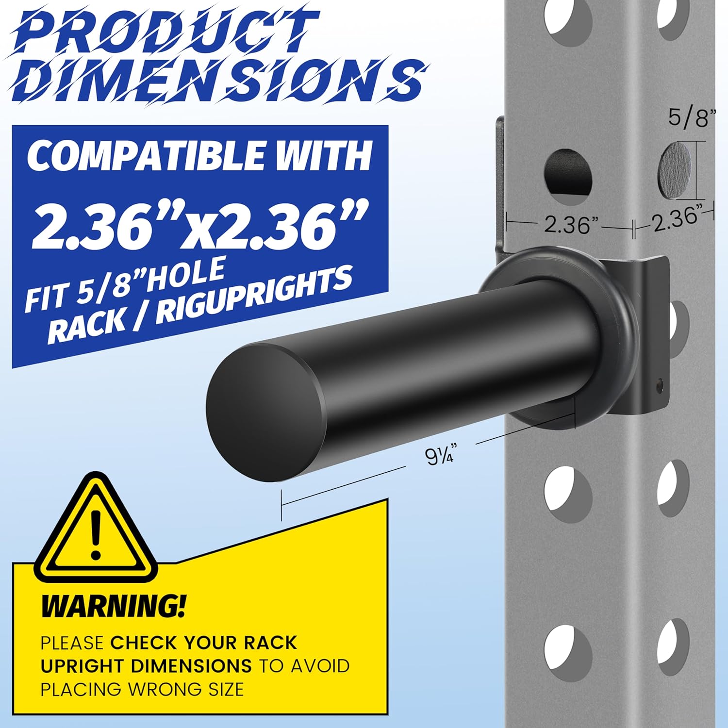 EVERYMATE Power Rack & Squat Rack Attachments Olympic Weight Plate Holder – Fits 2x2,2.3x2.3,3x3 Inch Tubes, 1" or 5/8" Hole – Bumper Plate Storage