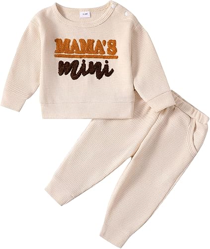 Mikrdoo Conjunto de ropa para bebé y niña, conjunto de pantalones y tops para otoño e invierno