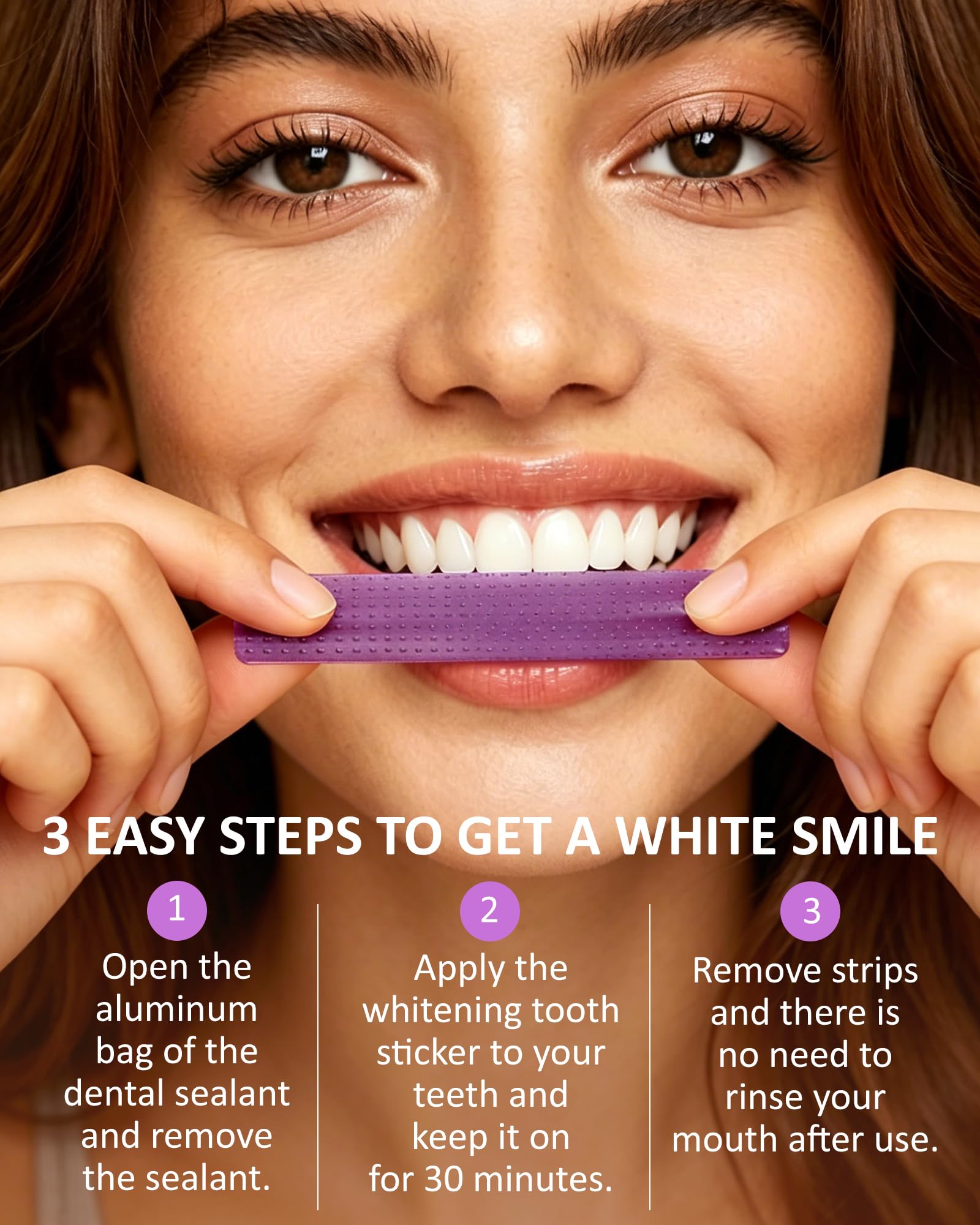 Teeth Whitening Strips, Purple Whitening Strips, Enamel Safe for Sensitive Tooth, Color Corrector, Tooth Stain Remover, Non-Slip Design, 28 Strips (14 Treatments) — view 5