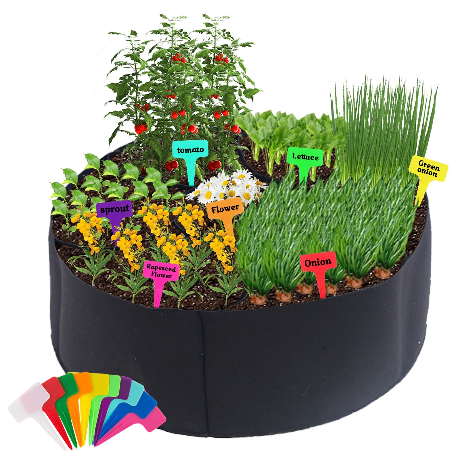 7 Plaids Huerto Urbano Terraza, Bolsa de plantación Duradera y Transpirable, Reutilizable Bolsa de Siembra no Tejida para Tomates, Pimientos, Zanahorias, Patatas (Negro)