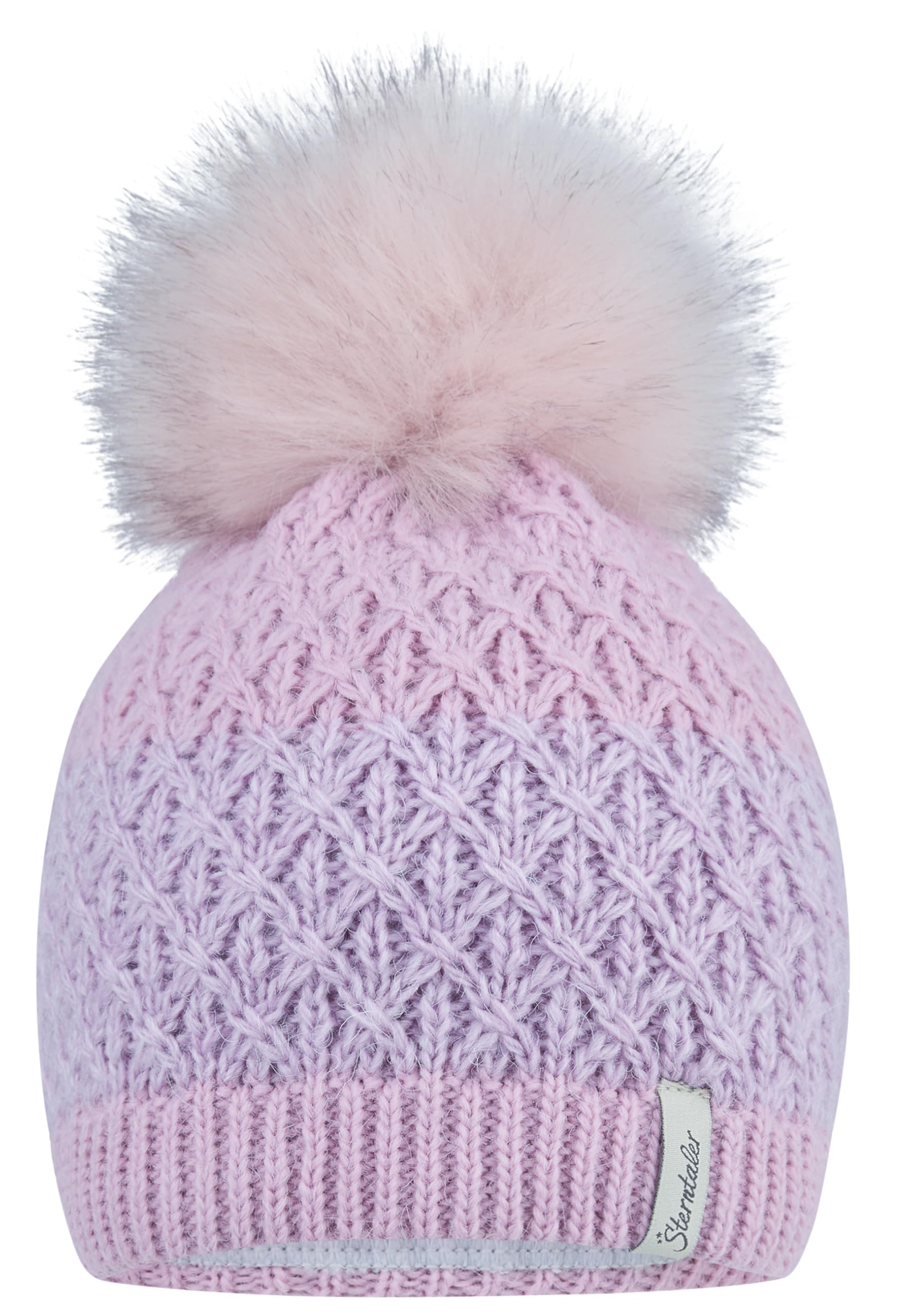 Sterntaler Mädchen Beanie-Mütze Strickmütze Kunstfellpompon