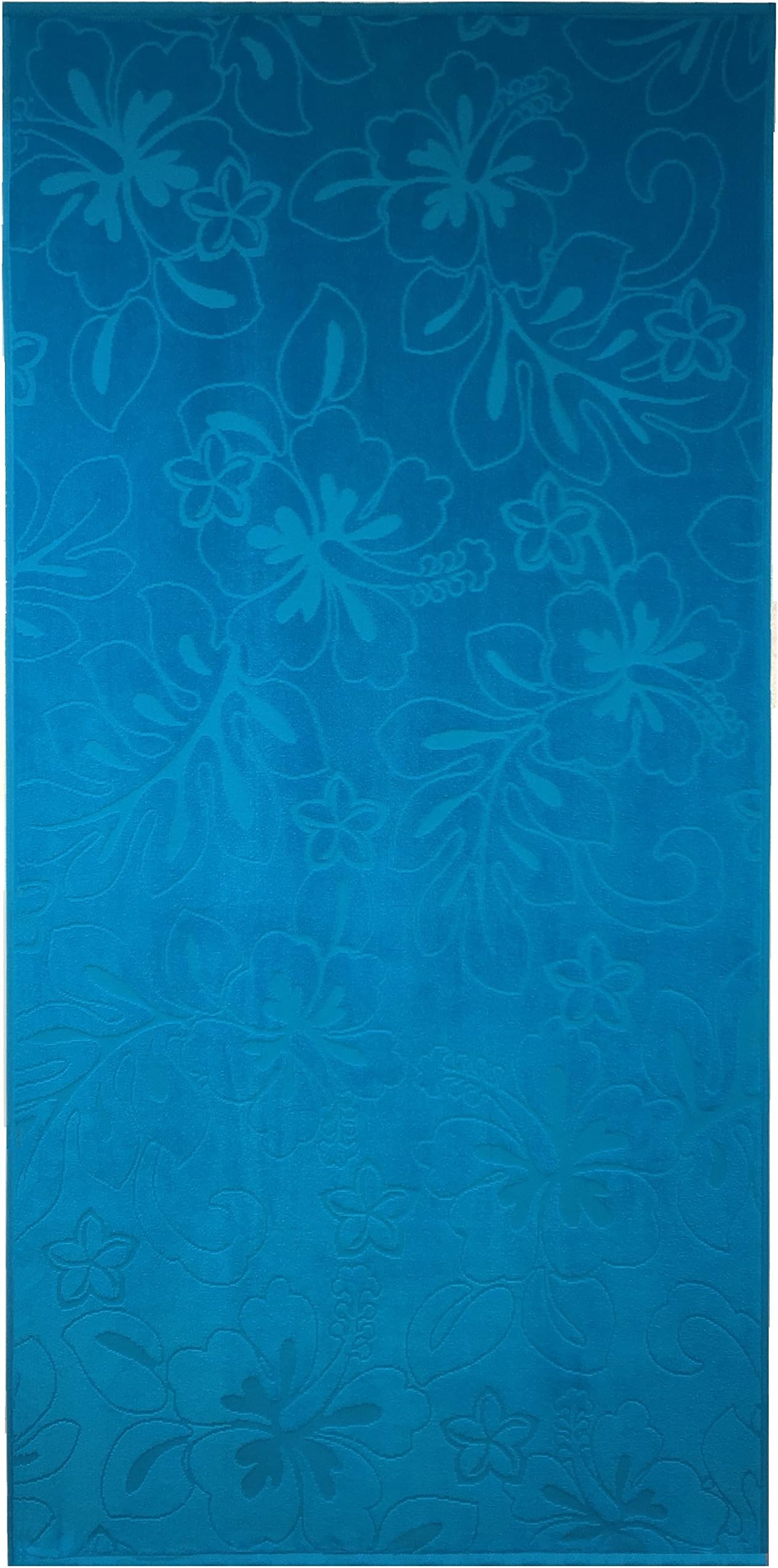 Turquoise Hibiscus Velour Jacquard Brazilian Beach Towel 30x60 Inches
