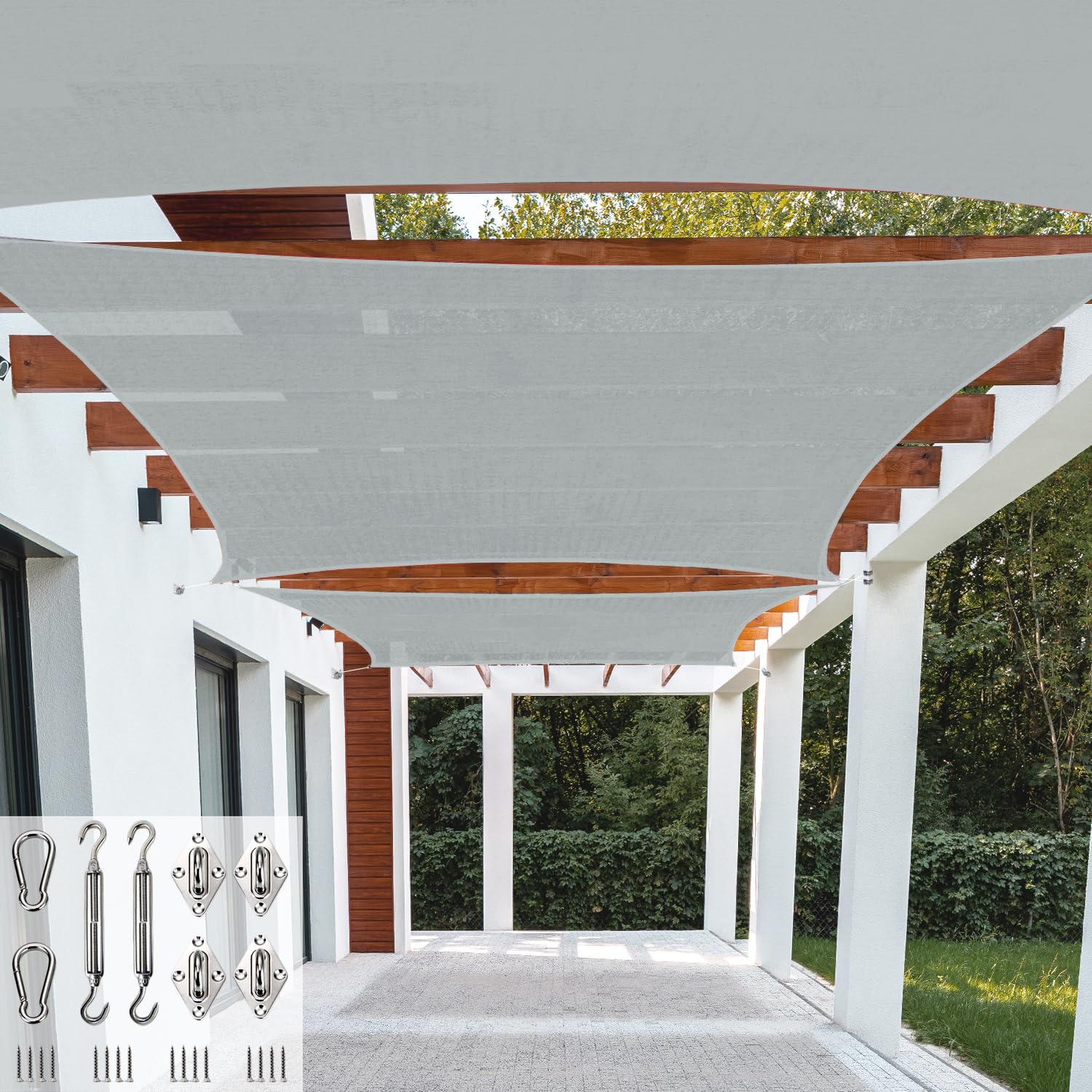 Patio Paradise 12' x 12' Gray Sun Shade Sail Square Canopy UV Block Awning with Hardware Kits Commercial Grade for Patio Backyard Lawn Garden Outdoor