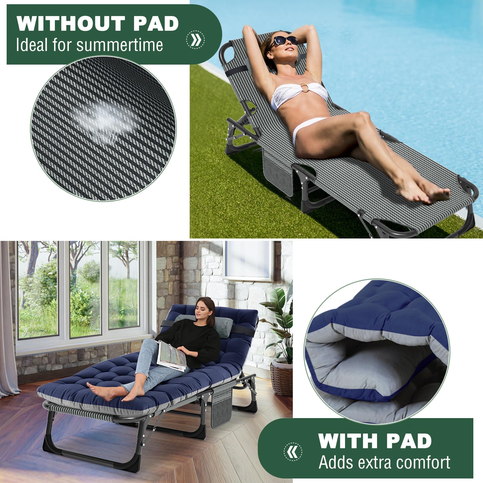 Letto Da Campeggio Pieghevole EVER ADVANCED - XL 214x79x50cm - Portabile E Per 200kg - Foto 3