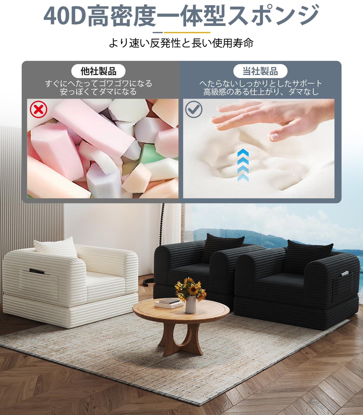 Amazon｜2in1ソファベッド 1人掛けソファ コンバーチブル ローソファ