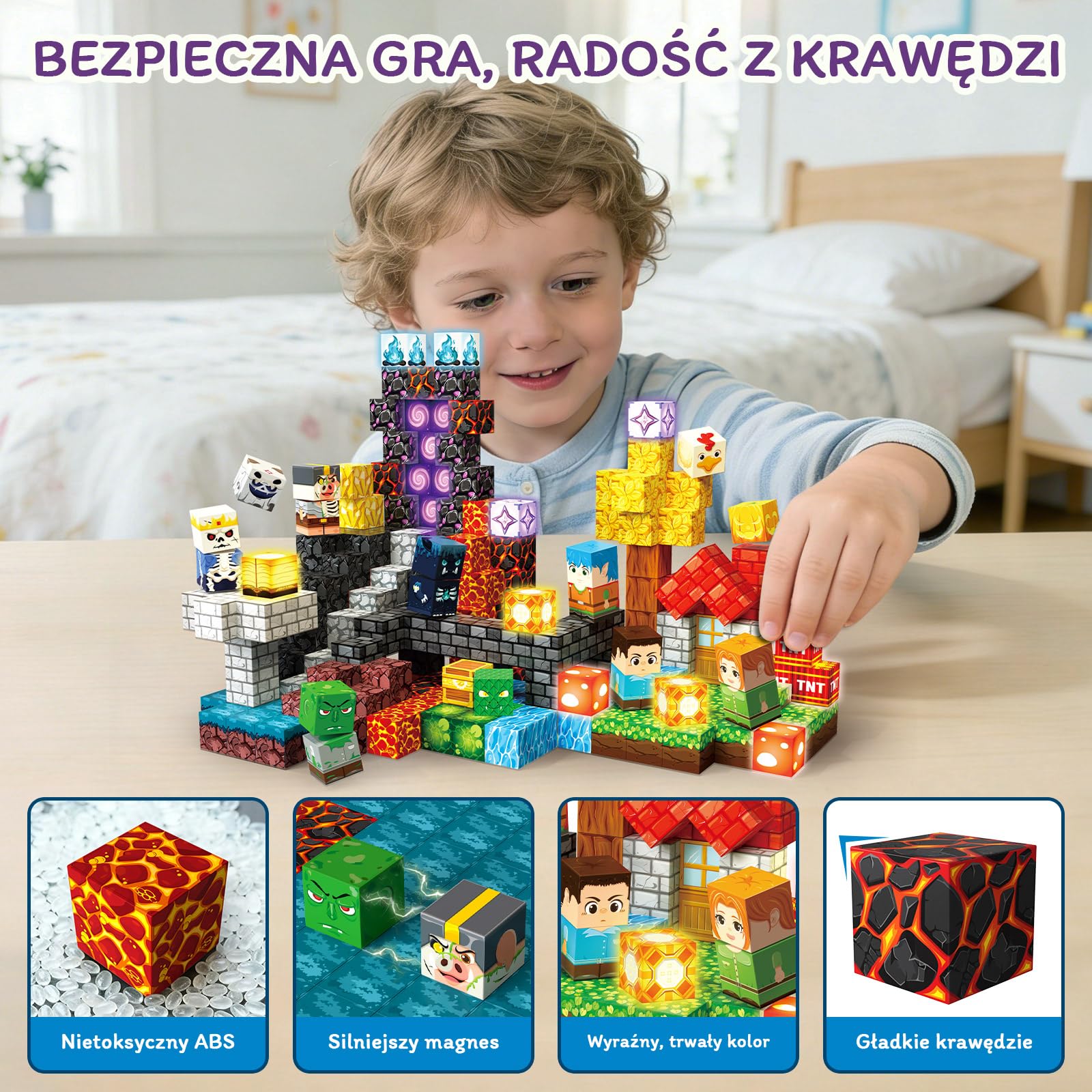 Klocki Magnetyczne 220 PCS 2CM, 3+ Zabawki sensoryczne STEM Montessori, Magnetyczne Klocki dla 3 4 5 6 7 8 9 10 11 12 8-12 lat Chłopcy i dziewczynki Prezenty urodzinowe