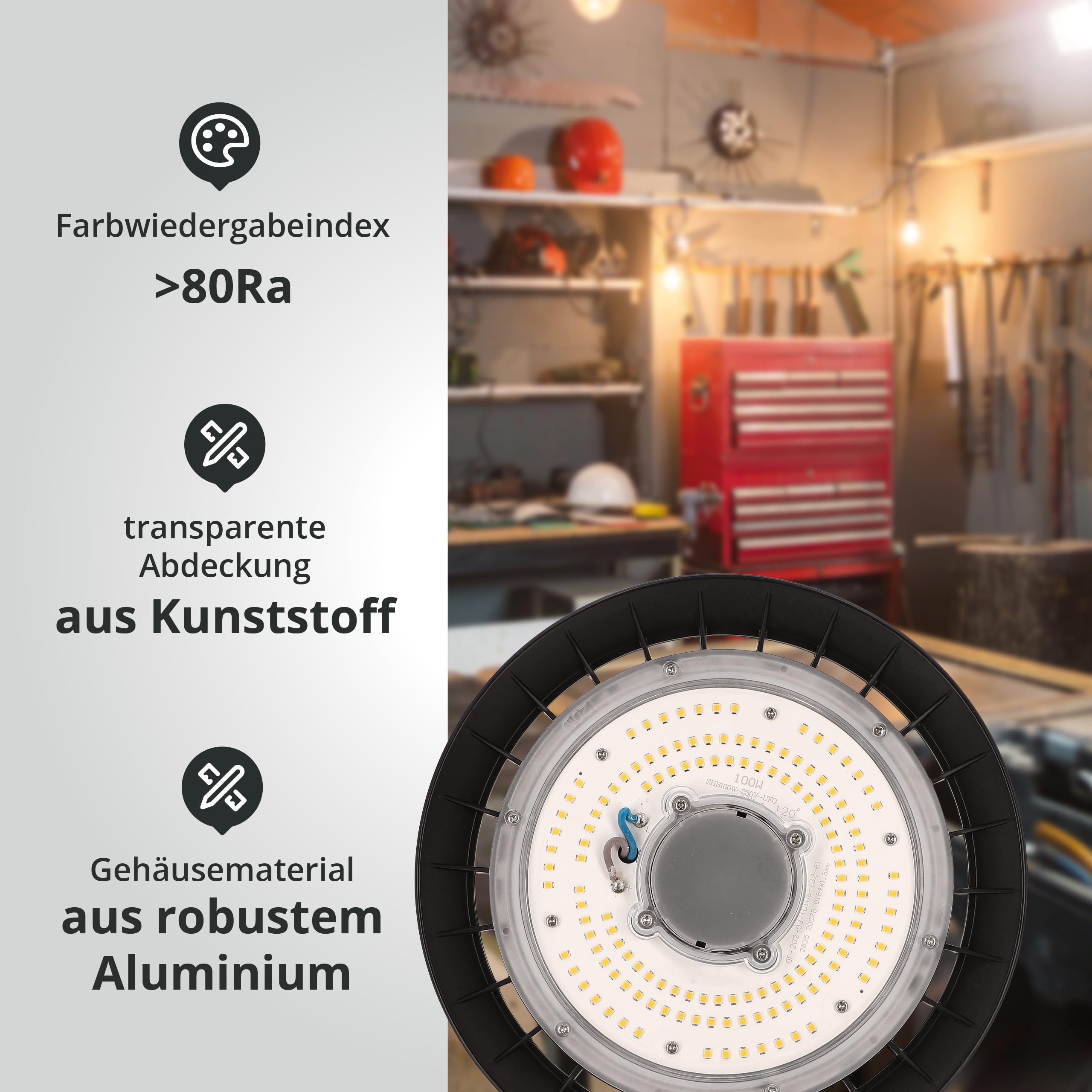 LED High Bay Licht – 60W/100W, Schlank Für Fabri Produktbild-Vorschau 2
