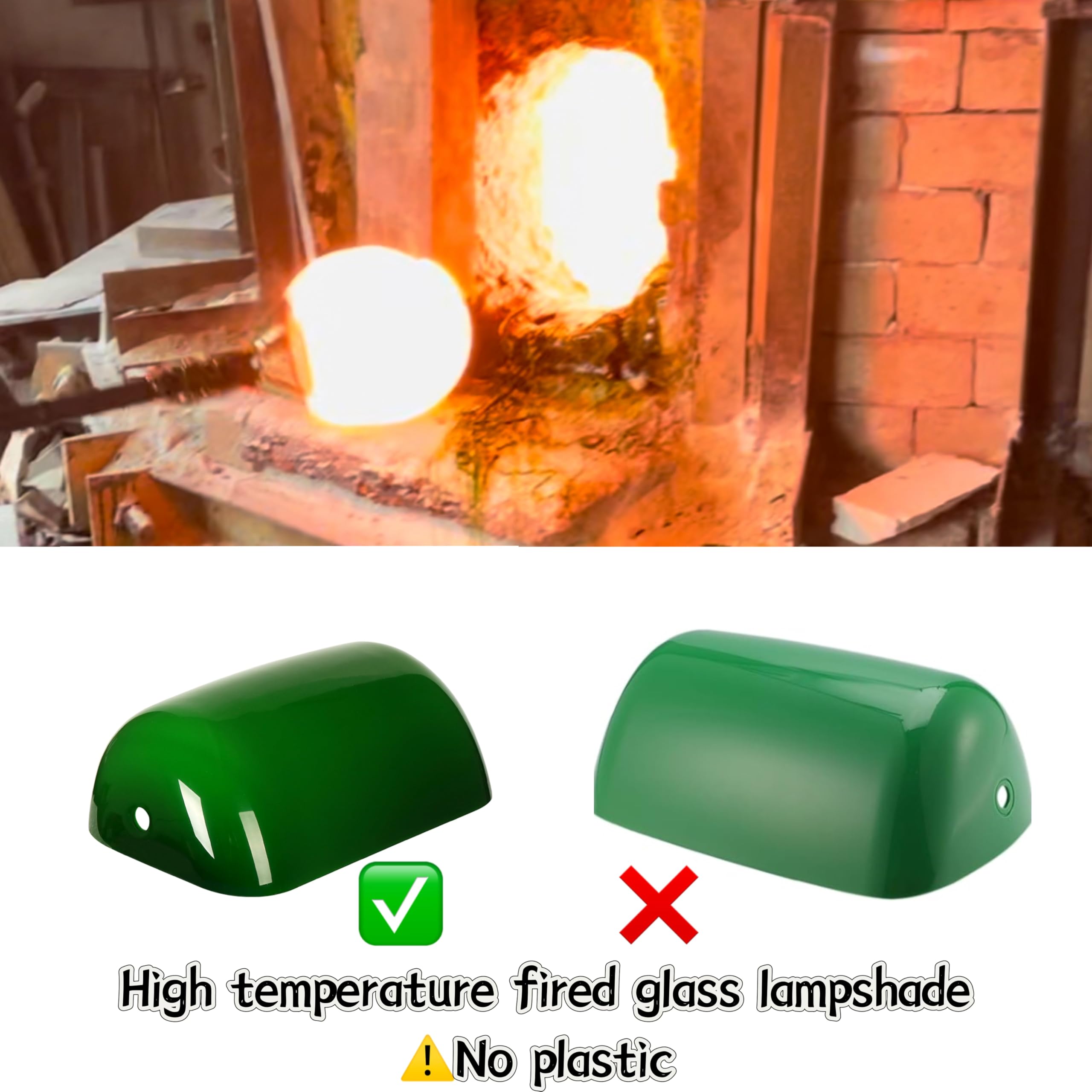 FIRVRE Pantalla Lampara Verde, Reemplazo de la Pantalla de Cristal de la Lampara del Banquero, para Lámpara de Mesa, Lámpara de Pie, Lámpare de Pared, Tamaño 22,5 cm x 13 cm