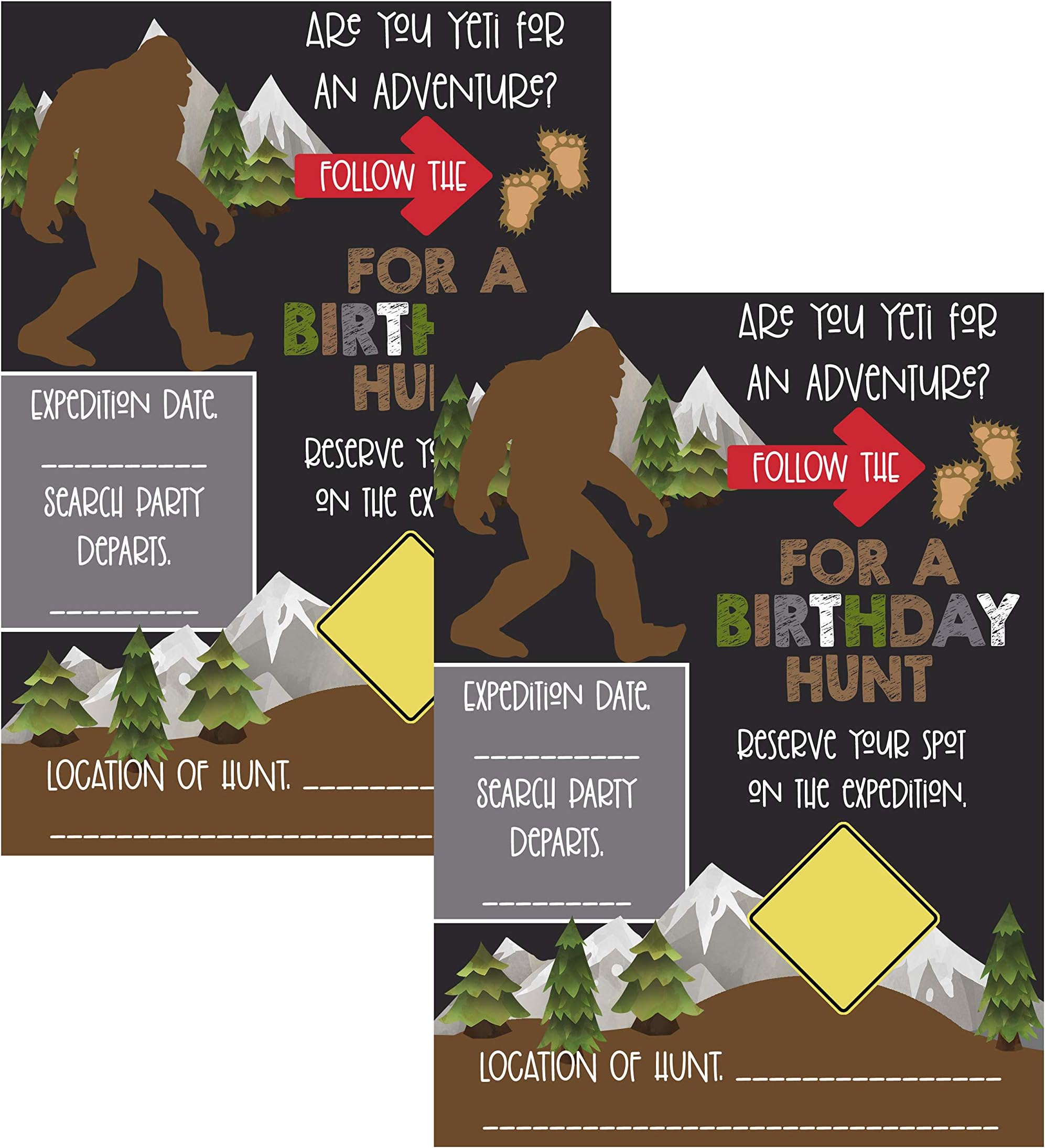 Silly Goose Gifts Bigfoot Birthday Themed Party Supply Decor Invitation - Are you Yeti For An Adventure? (Invite)