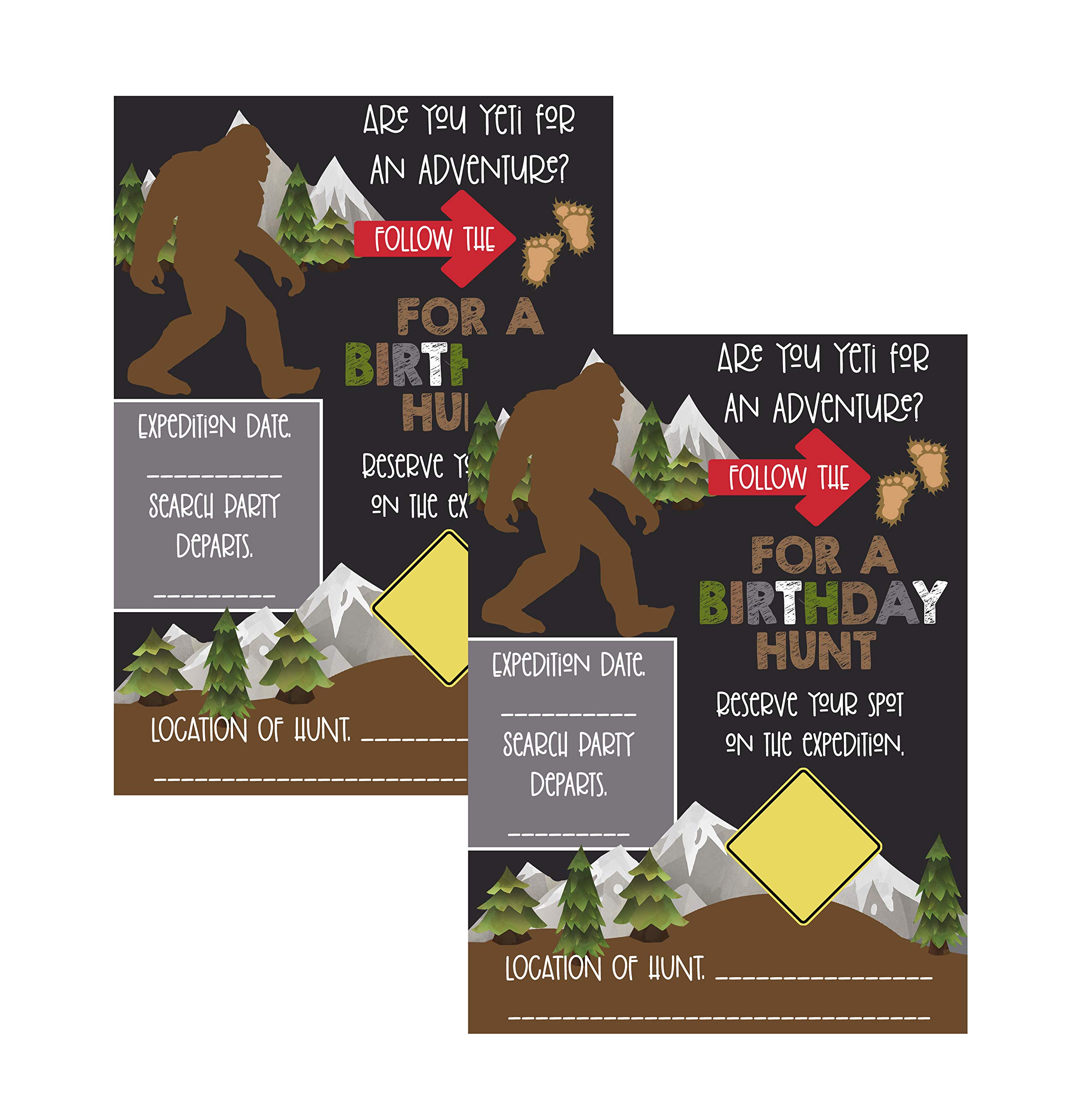 Silly Goose Gifts Bigfoot Birthday Themed Party Supply Decor Invitation - Are you Yeti For An Adventure? (Invite)