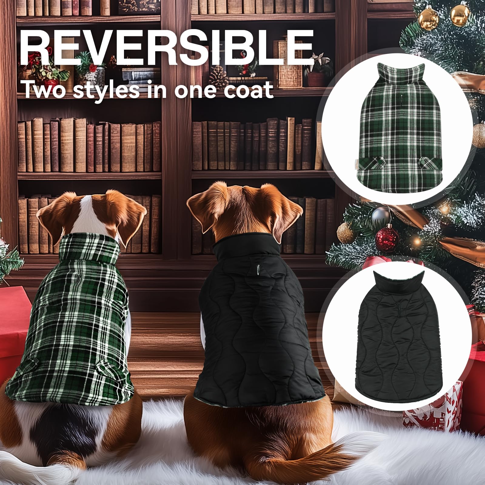 VIVAGLORY Softjoy Dog Coat, Coat & Jacket for Dog Winter & Christmas, Jacket with Harness Hole - Image 2