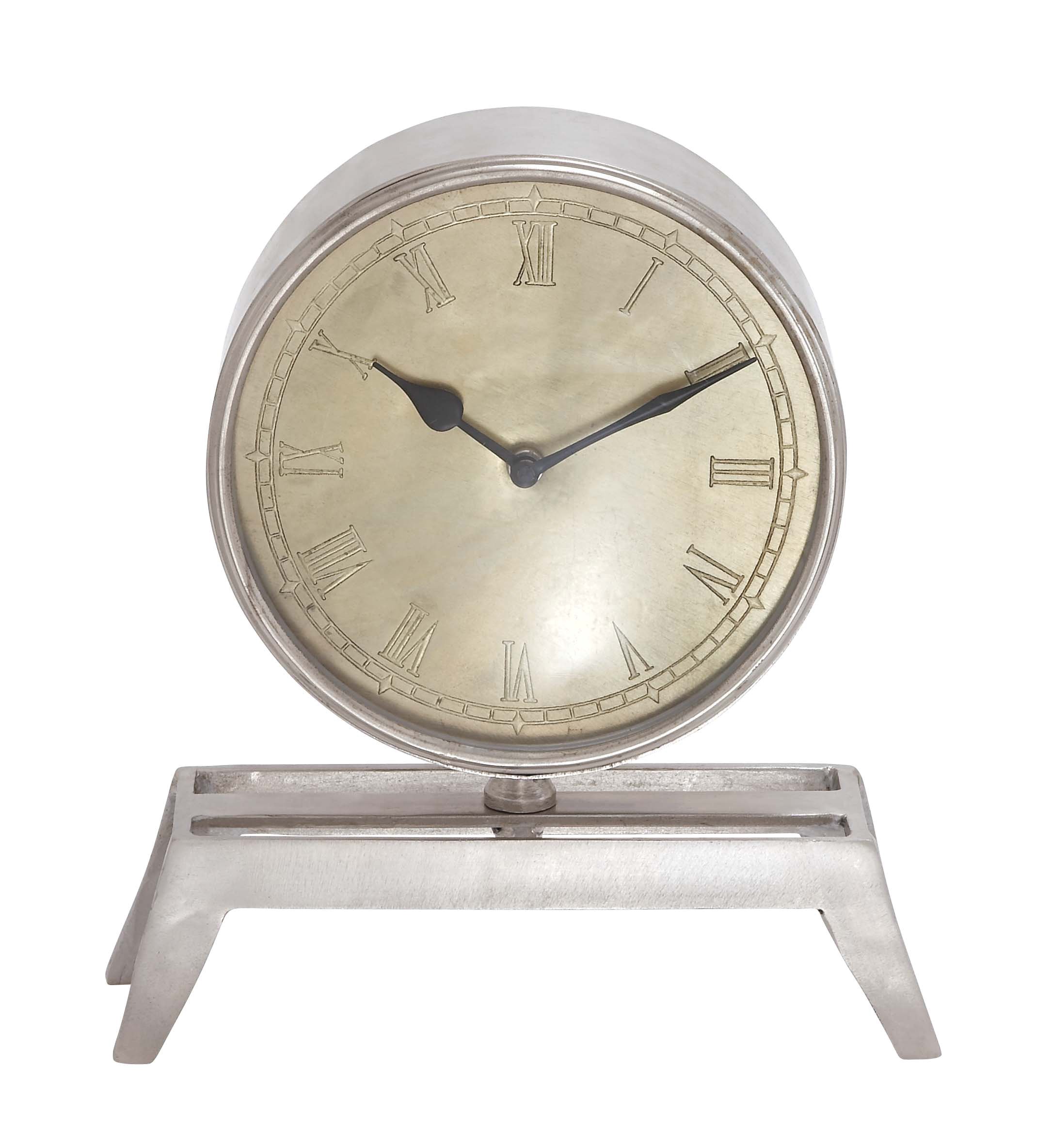 Reloj de mesa de metal Deco 79 vintage negro de 11 x 12 pulgadas para estante