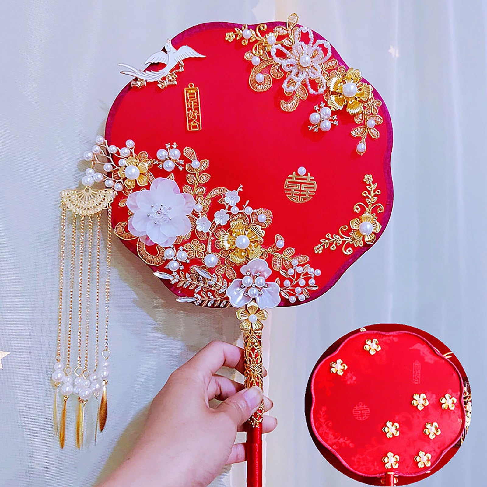 Amazon.co.jp: シルクうちわ 中国の結婚式うちわ ゲスト用 中国伝統的