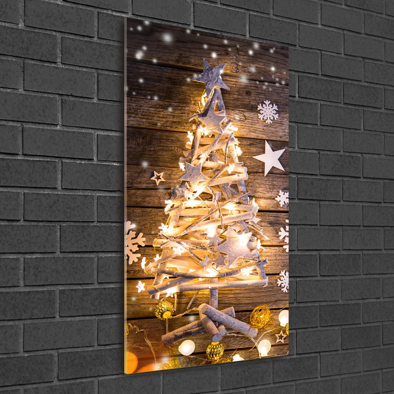 Tulup Acrylglas - Wandkunst - Bild auf Acrylglas Deko Wandbild hinter Kunststoff/Acrylglas Bild - Dekorative Wand für Küche & Wohnzimmer 50x100cm - Feier & Religion - Glänzender Weihnachtsbaum - Gelb