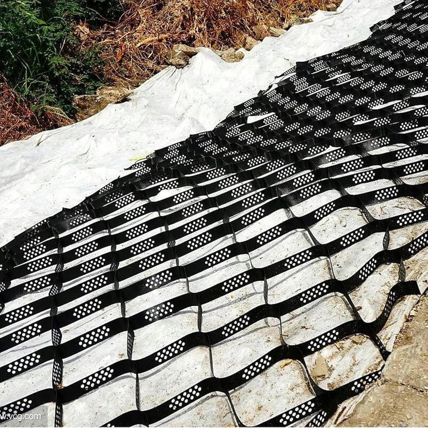 Geogrid Retaining Wall Mesh, 5cm Depth Steep Hill/Slope Honeycomb Ground Grid for Shoulder Highway, Polyethylene Permeable Stabilizer Dirt Storage Locker~/