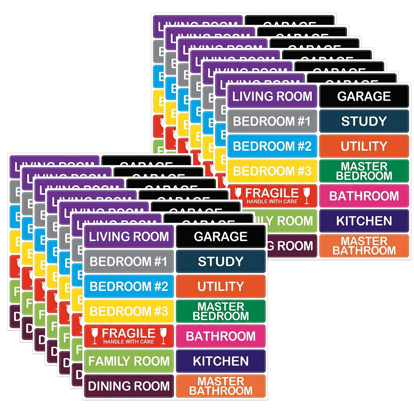 280 Pcs Large Moving Labels for Boxes, 14 Colour Coded Stickers for House Moving, Removable Packing Labels Fragile Stickers for Home Organization