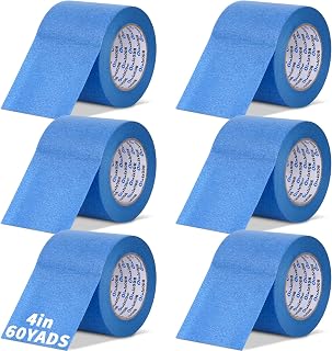 6 Rolls Blue Painters Tape 4 Inch x 60 Yards Wide Masking Tape Bulk