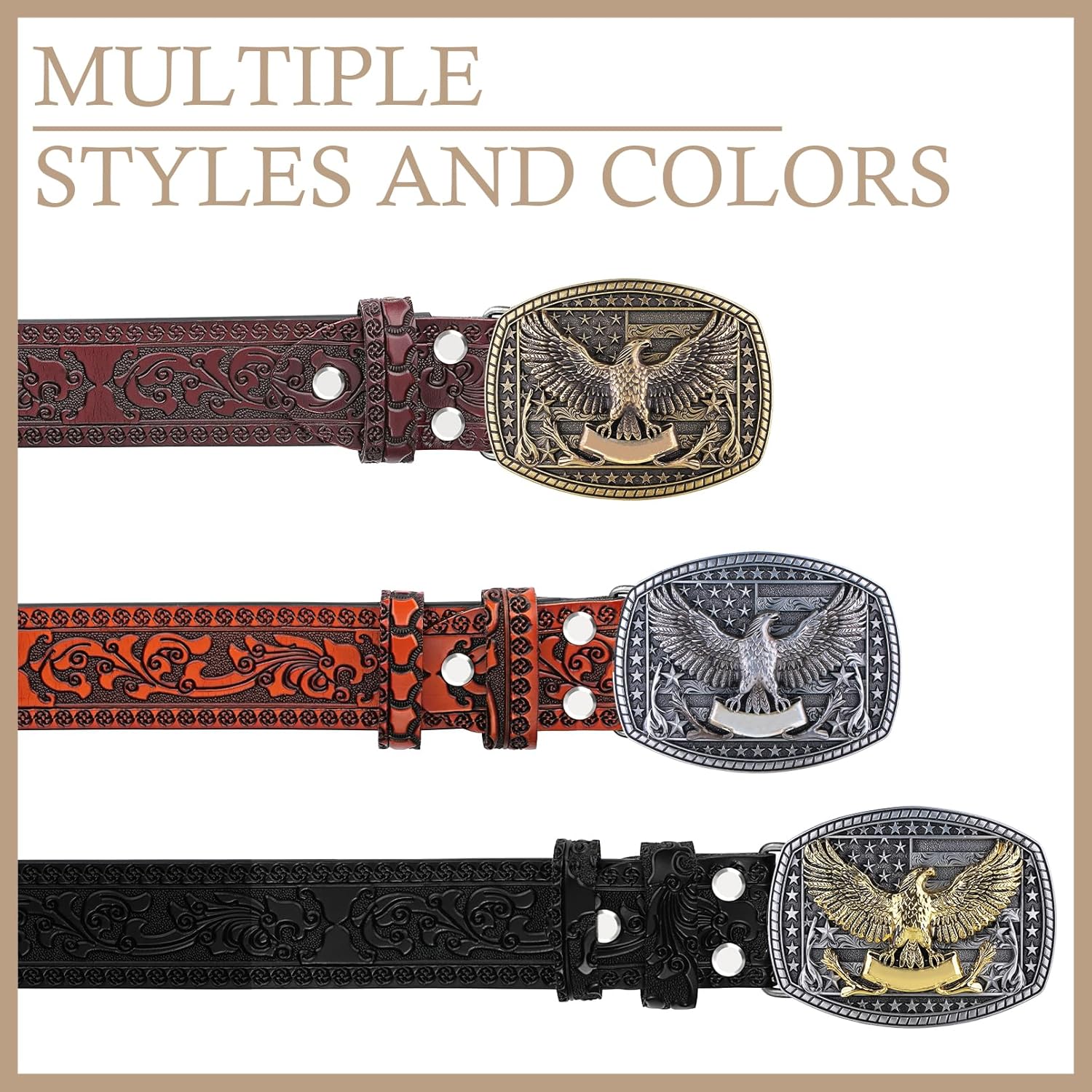 Western Cowboy Belt Buckle for Men Women- Longhorn Bull Head Cowboy Texas Rodeo Belt Buckle - Image 2