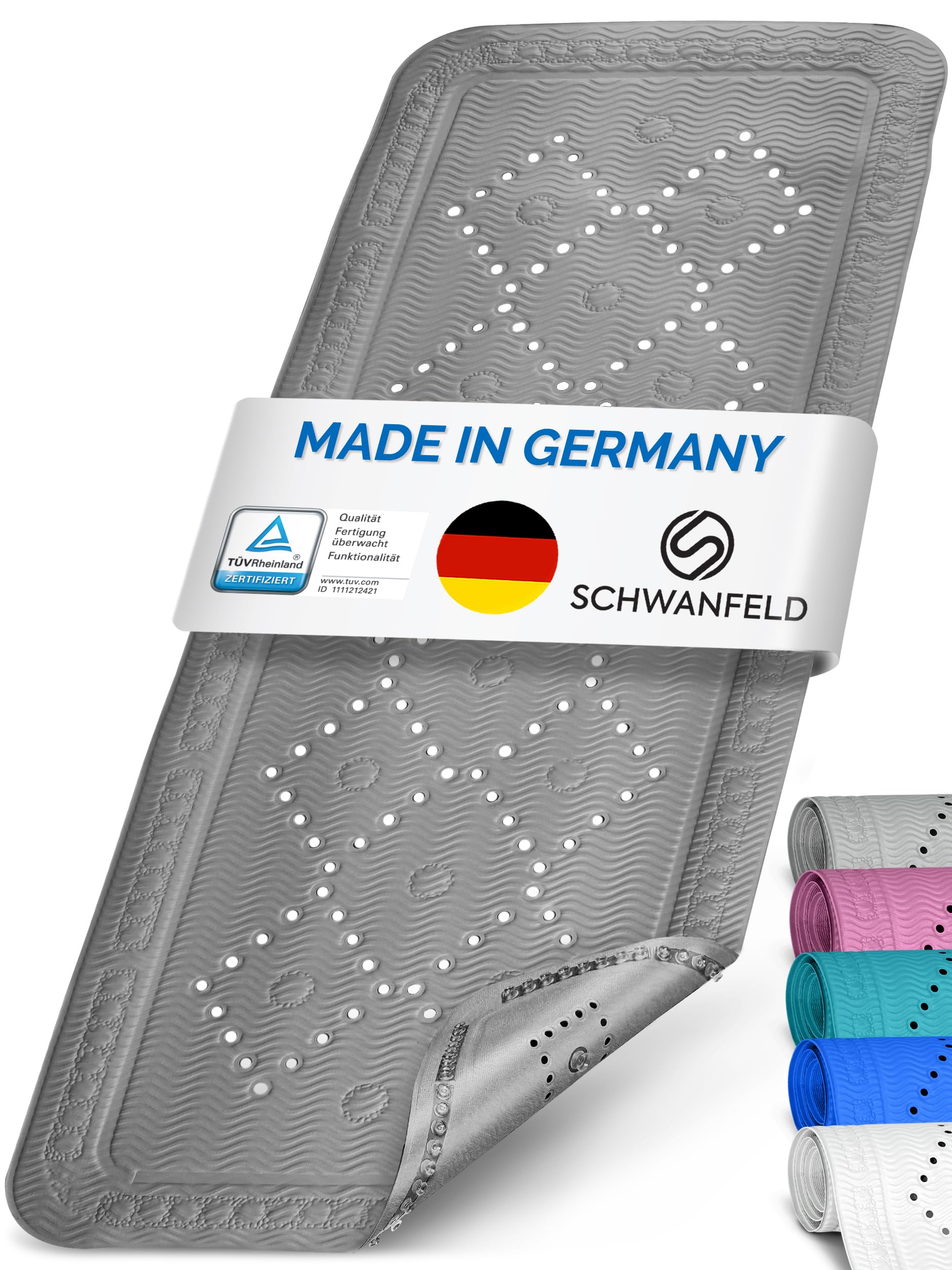 Rutschfeste Badematte 100x40 Cm – Mit 200 Saugnäpfen & Abflusslöchern | Waschbar, Schimmelresistent & Sicher