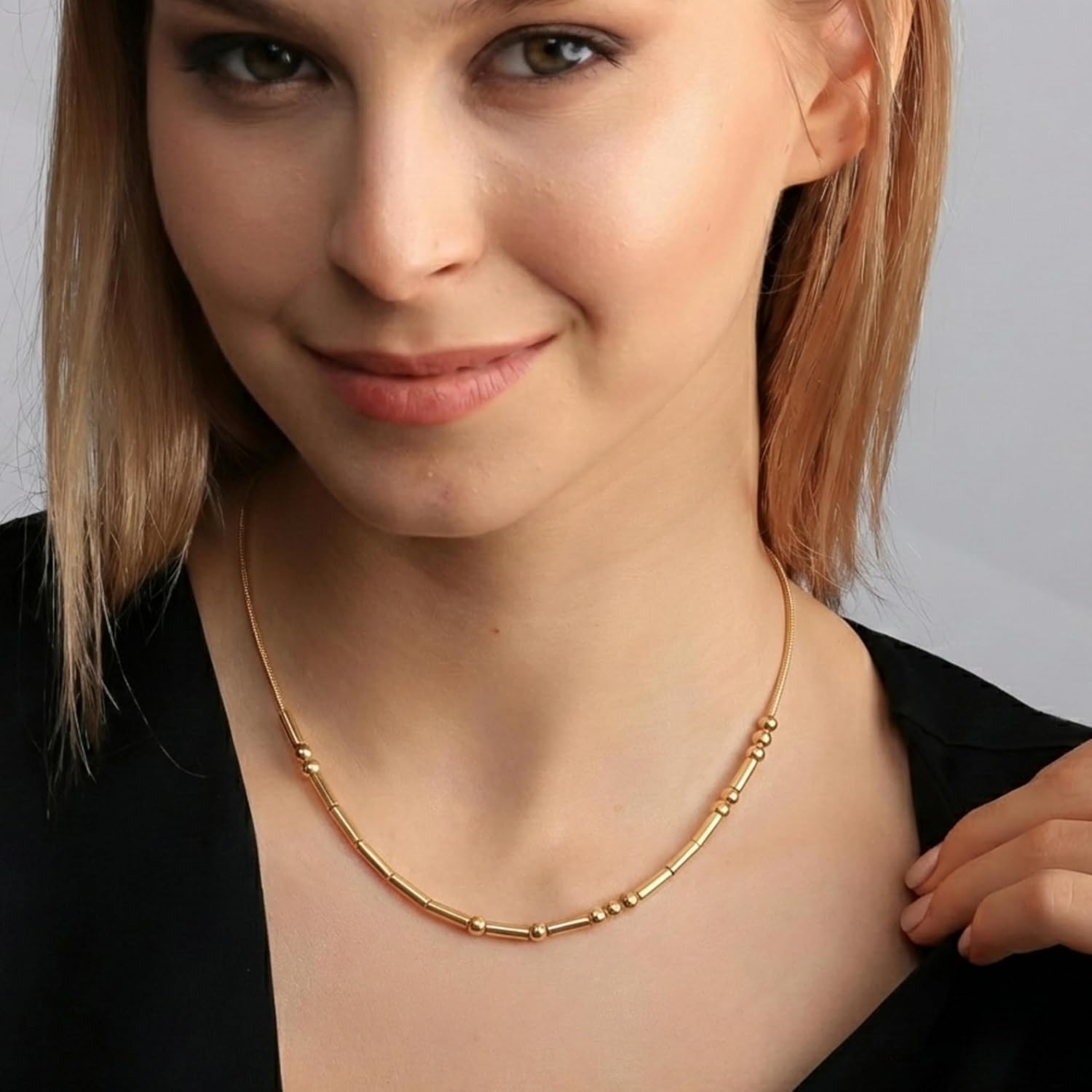 Morse Code Necklace for Women - 14K Gold Plated Minimalist Secret Message Jewelry - Handmade Adjustable Silk Cord/Dainty Chain - Inspirational Jewelry Gift for Her, Mom, Daughter, Best Friend (Custom/Personalized)
